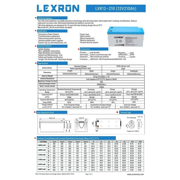 Lexron LXR12-210 12 V 210 Ah Nano-Karbon Jel Akü - Görsel 4