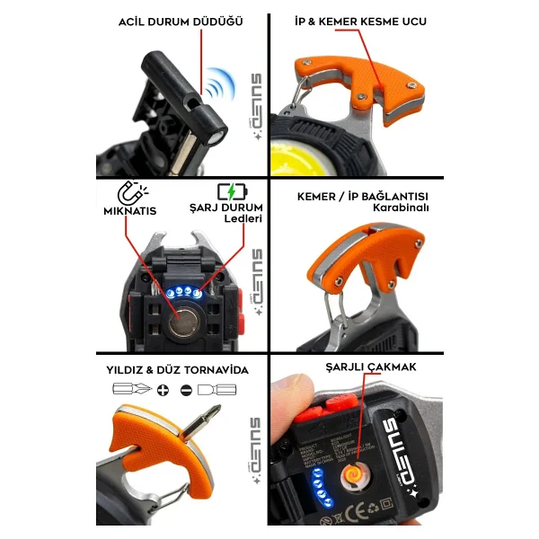 Suled Kamp Plus Multi Fonksiyonel Fener Çok Amaçlı Şarjlı Led Işık - Acil Durum Kit - Görsel 3