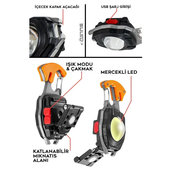Suled Kamp Plus Multi Fonksiyonel Fener Çok Amaçlı Şarjlı Led Işık - Acil Durum Kit - Görsel 4