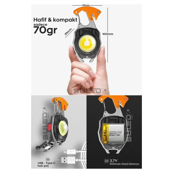 Suled Kamp Plus Multi Fonksiyonel Fener Çok Amaçlı Şarjlı Led Işık - Acil Durum Kit - Görsel 6