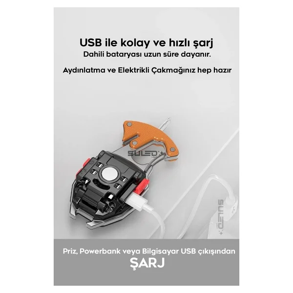 Suled Kamp Plus Multi Fonksiyonel Fener Çok Amaçlı Şarjlı Led Işık - Acil Durum Kit - Görsel 8