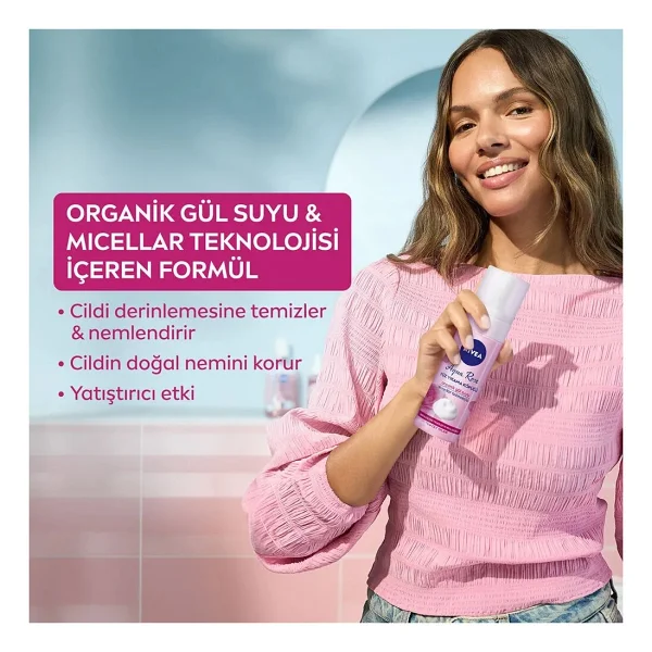 Nivea Aqua Rose Tüm Ciltler için 150 ml Yüz Temizleme Köpüğü - Görsel 3