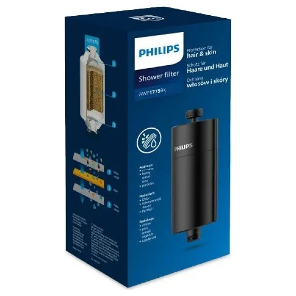 Philips Duş Filtresi Cilt ve Saç Dostu Awp1775bk Siyah - Görsel 4