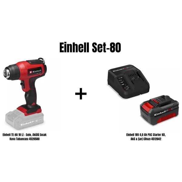 Einhell Set-80(Einhell Te-Ha 18 Li Akülü Sıcak Hava Tabancası+Einhell 18V 4,0 Ah Pxc Starter Kit, Akü & Şarj Cihazı) - Görsel 4