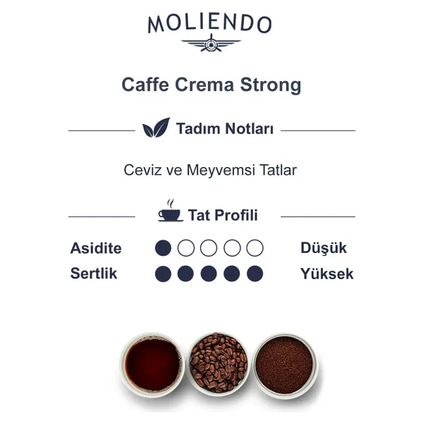 Moliendo Professional Caffe Crema Strong Çekirdek Kahve 1 kg - Görsel 3