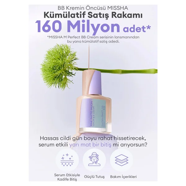 Kadife Bitişli Serum BB MISSHA Layering Fit Pine Phyto Mucin Serum BB Cream SPF50+ PA++++ (Cocoon) - Görsel 2