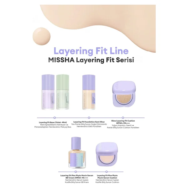 Kadife Bitişli Serum BB MISSHA Layering Fit Pine Phyto Mucin Serum BB Cream SPF50+ PA++++ (Cocoon) - Görsel 8