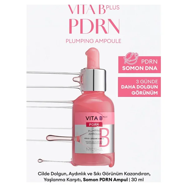Missha Vita B Plus PDRN Plumping Ampoule Yaşlanma Karşıtı 30 ml Yüz Serumu - Görsel 2