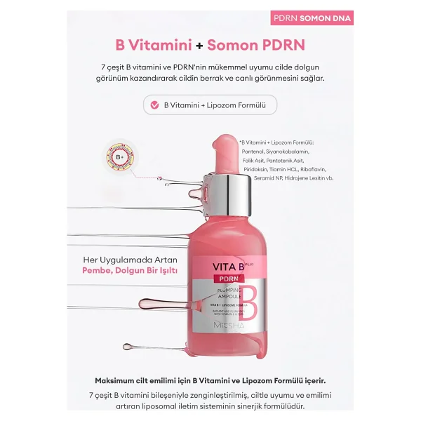 Missha Vita B Plus PDRN Plumping Ampoule Yaşlanma Karşıtı 30 ml Yüz Serumu - Görsel 6
