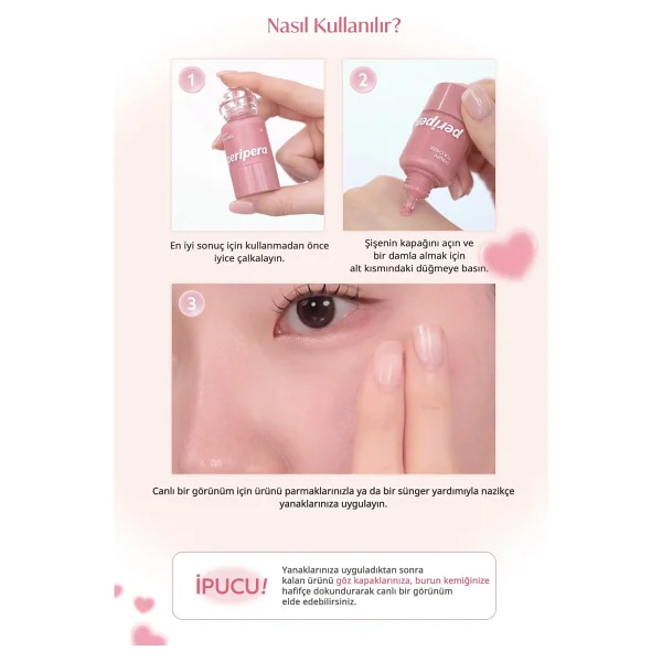 Peripera Syrupy Tok Cheek 01 Light Peach Likit Allık - Görsel 7