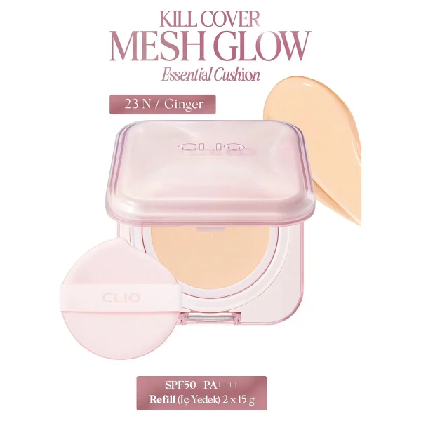 CLIO Kill Cover Mesh Glow Essential Cushion Set SPF 50+ PA++++ Cushion Fondöten - Görsel 2