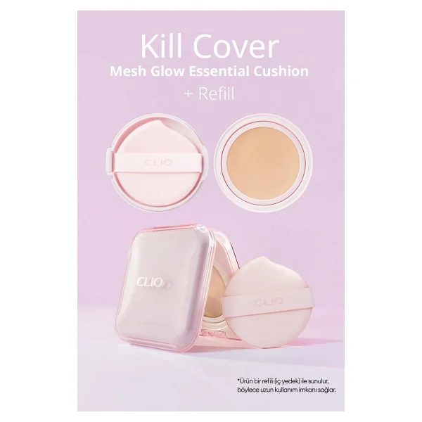 CLIO Kill Cover Mesh Glow Essential Cushion Set SPF 50+ PA++++ Cushion Fondöten - Görsel 3