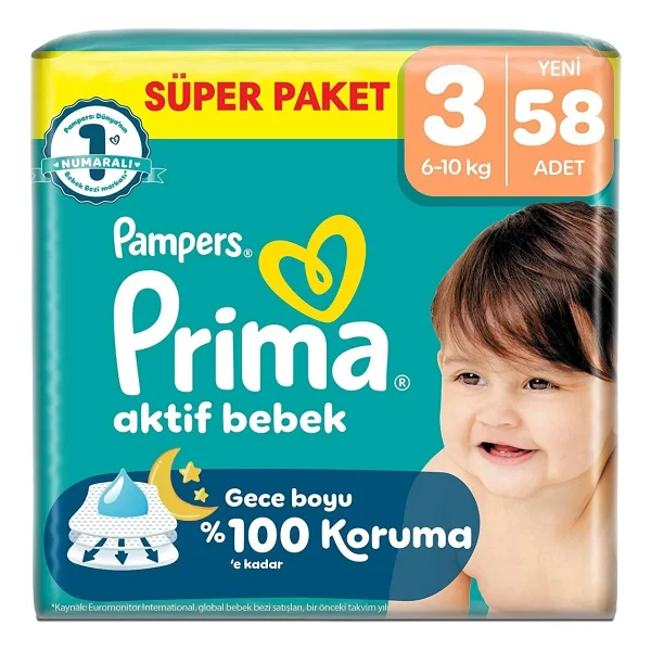 Prima Aktif 3 Numara Midi 58'li Bebek Bezi - Görsel 2