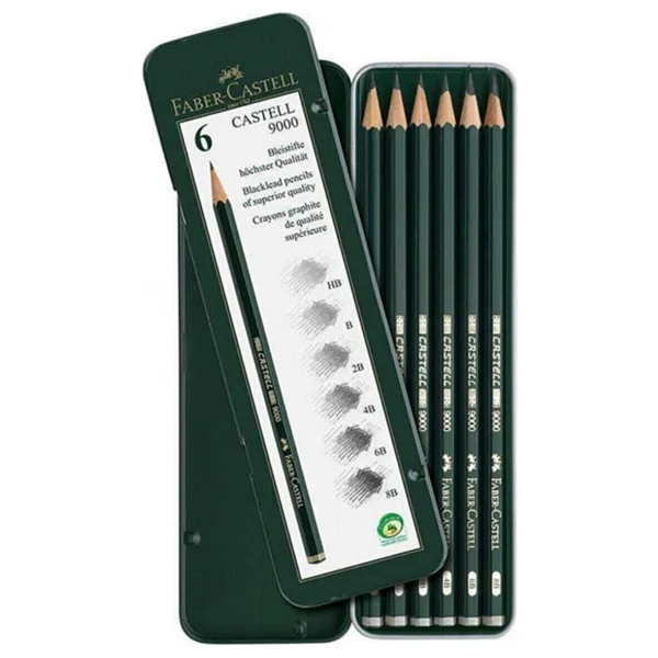 Faber-Castell 9000 6'lı Metal Kutu Dereceli Kalem - Görsel 7