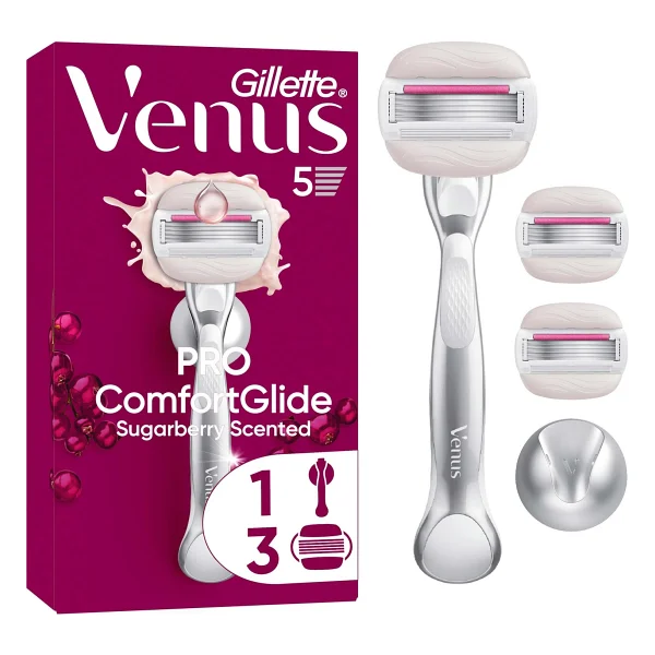 Gillette Venus Pro ComfortGlide Sugarberry Kokulu Kadın 3 Başlıklı Tıraş Bıçağı - Görsel 2