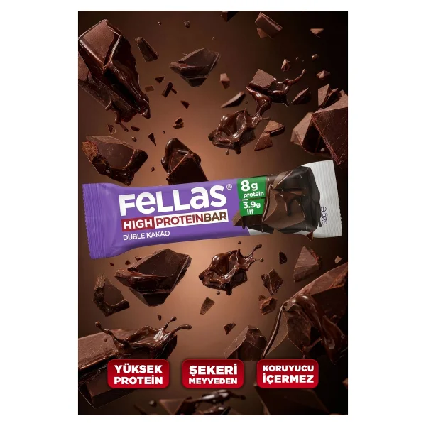 Fellas Duble Kakaolu Protein Bar 32 g x 12 Adet - 32 gr - Görsel 8