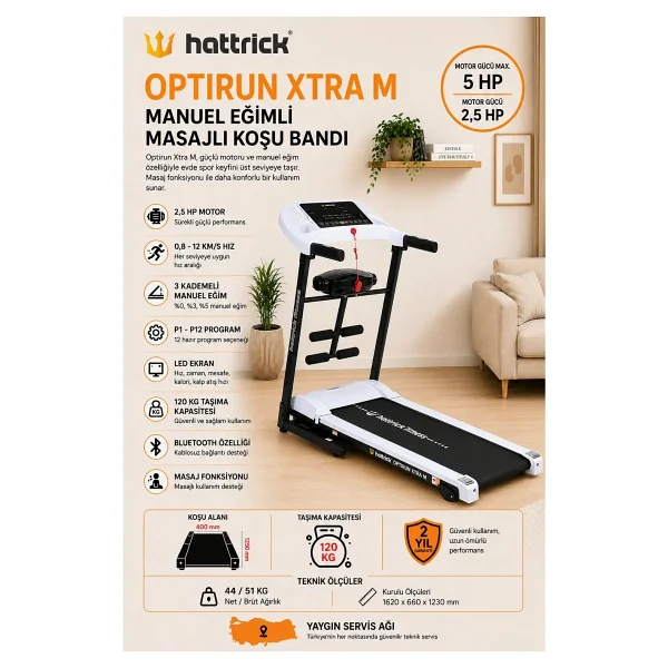 Hattrick Optirun Xtra Masajlı Katlanabilir Koşu Bandı - Görsel 2