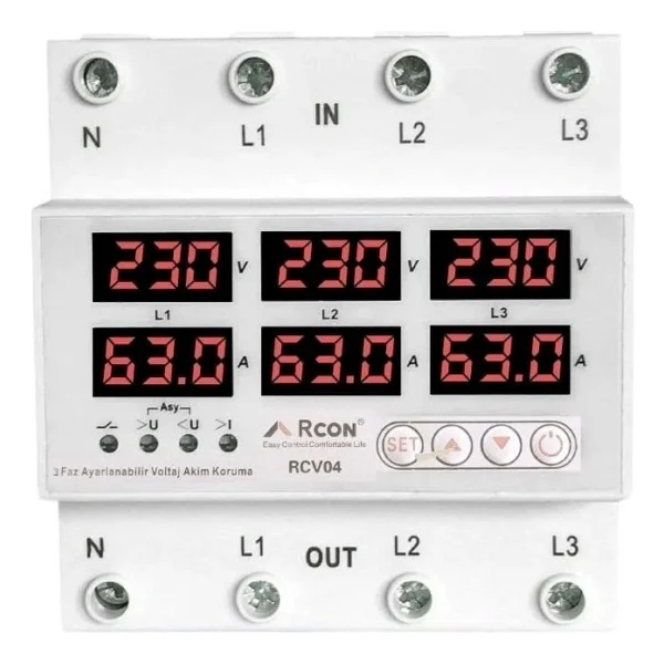 Rcon Rcv04 Trifaze Akım Ve Voltaj Korumalı Sigorta 63a - Görsel 5