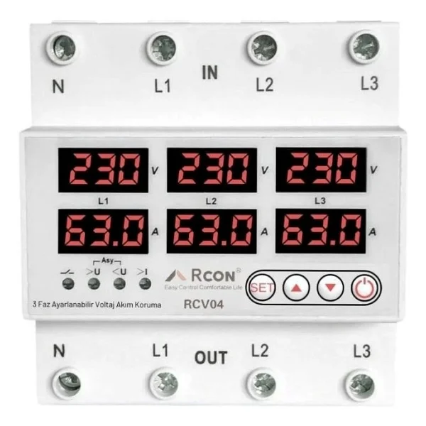 Rcon Rcv04 Trifaze Akım Ve Voltaj Korumalı Sigorta 63a - Görsel 3