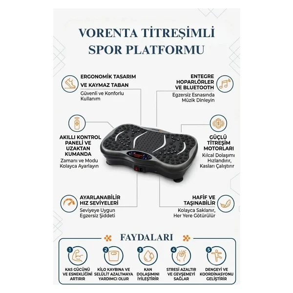 Fit Plus Yüksek Titreşimli 5 Programlı Spor Kondisyon Aleti ve Egzersiz Aleti - Görsel 2