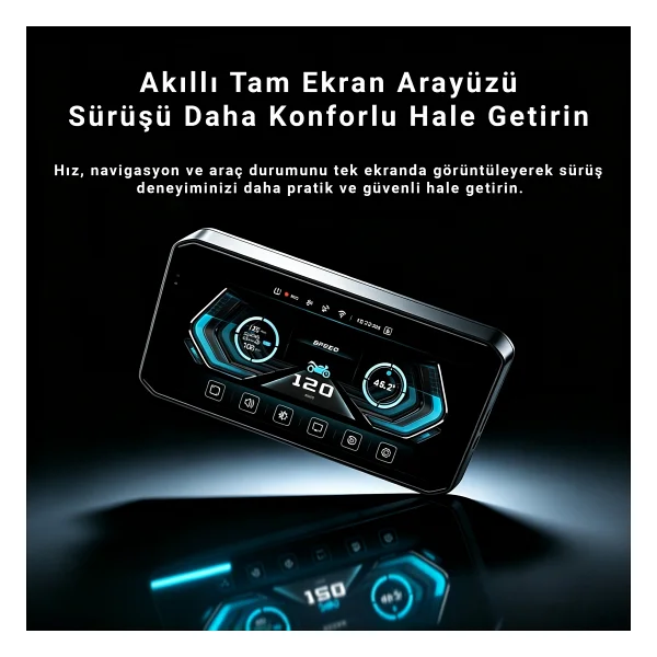 İdragon M12 6.25" Motosiklet Carplay & Android Auto Ekranı, Ön-Arka 2k Kamera, Tpms Destekli, Kablosuz Bağlantı, IP67 Su Geçirmez - Görsel 2