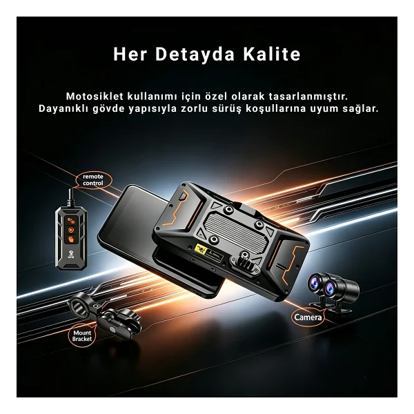 İdragon M12 6.25" Motosiklet Carplay & Android Auto Ekranı, Ön-Arka 2k Kamera, Tpms Destekli, Kablosuz Bağlantı, IP67 Su Geçirmez - Görsel 5