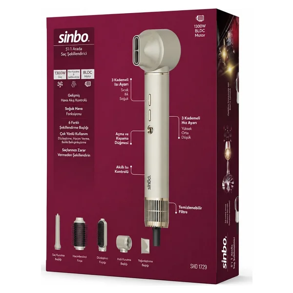 Sinbo SHD-1729 5in1 Shiny Rose Saç Şekillendirme Seti - Görsel 4