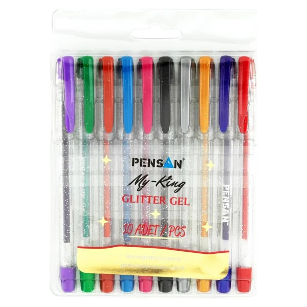 Pensan My King 1.0 mm 10 Renk Jel Simli Kalem - Görsel 3