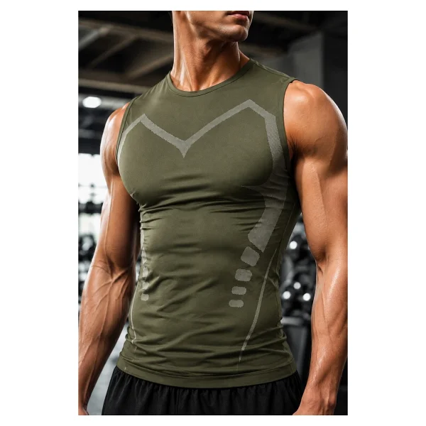 Ghassy Co. Erkek Fitness Hızlı Kuruma Nefes Alabilen Çapraz Daraltma Tipi Kolsuz Spor T-Shirt - Lacivert - Görsel 9