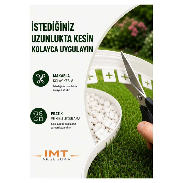 İMT AKSESUAR Esnek PVC Çim Ayırıcı Bahçe Peysaj Düzenleyici (25 Metre Beyaz) Çim Sınırlayıcı Esnek Plastik Taş Toprak Ayraç Bariyer Peyzaj Bordürü - Görsel 3