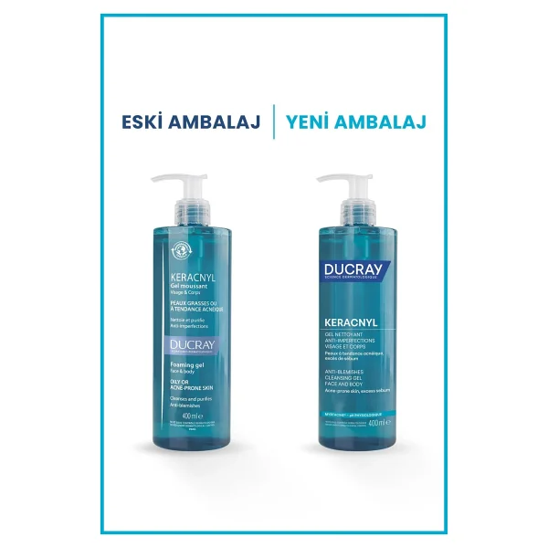 Ducray Keracnyl Yağlı ve Akneye Eğilimli Ciltler için Yüz Temizleme Jeli Arındırıcı Etkili 400 ml - Görsel 2