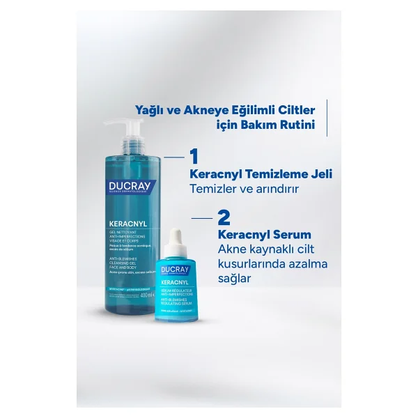 Ducray Keracnyl Yağlı ve Akneye Eğilimli Ciltler için Yüz Temizleme Jeli Arındırıcı Etkili 400 ml - Görsel 7