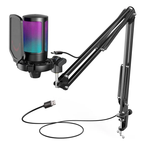 Fifine Ampligame A6T Siyah RGB USB Yayıncı Mikrofonu - Görsel 8
