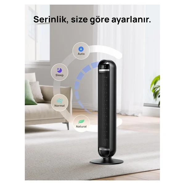 Dreo 36 Inç Kule Tipi Fan, Ev ve Yatak Odası Kullanımı, 8,5 M/s Güçlü Hava Akışı, 8 Hız - Çok Renkli - Görsel 4