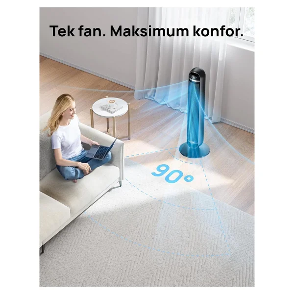 Dreo 36 Inç Kule Tipi Fan, Ev ve Yatak Odası Kullanımı, 8,5 M/s Güçlü Hava Akışı, 8 Hız - Çok Renkli - Görsel 5