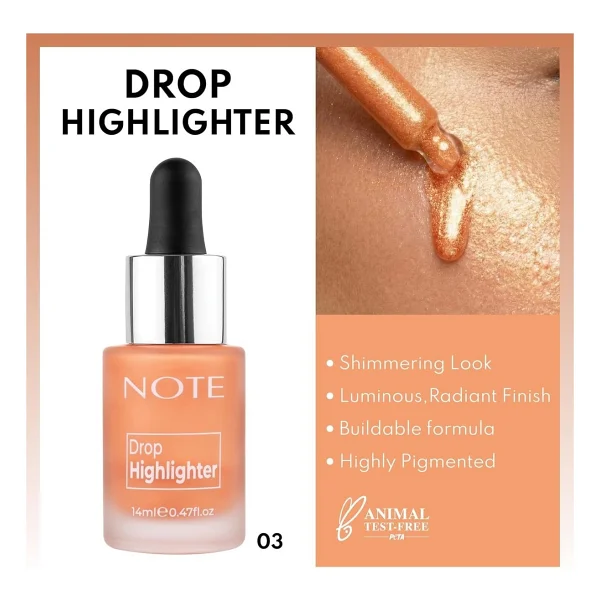 Note Drop Işıltılı 03 Candlelight Likit Highlighter - Görsel 9