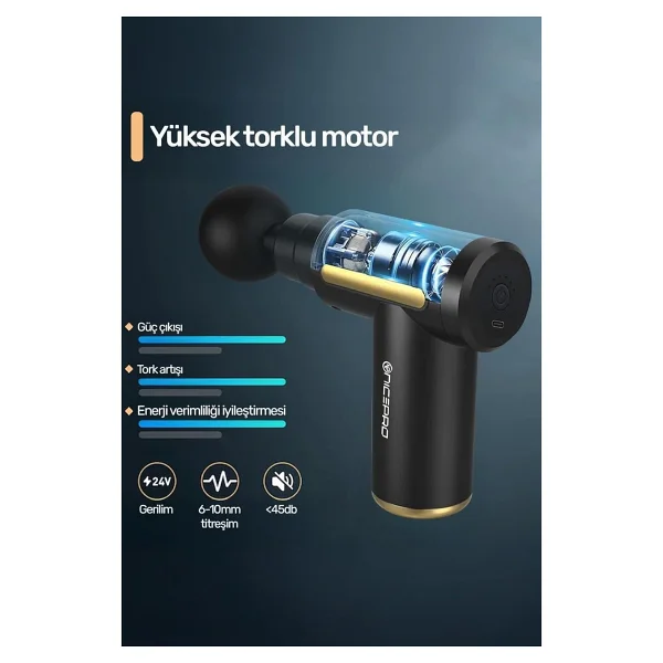 Npo Nmj6 4 Masaj Başlıklı 6 Seviyeli 3800RPM Type-C Taşınabilir Profesyonel Mini Masaj Tabancas - Çok Renkli - Görsel 4