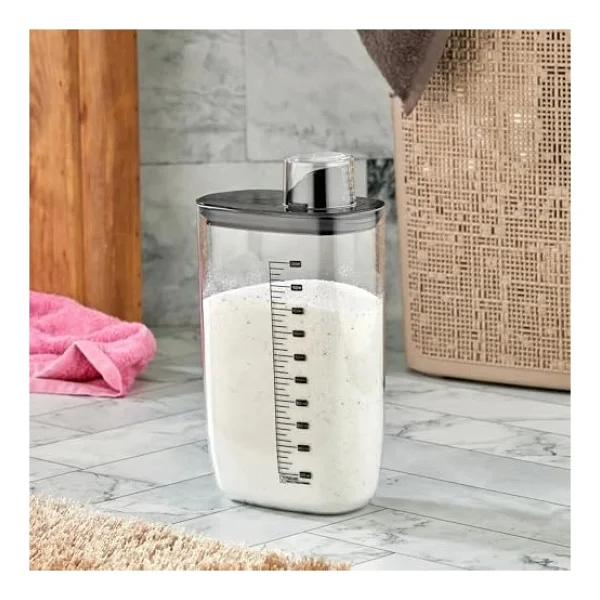 Hava Geçirmez Vakumlu Deterjan Saklama Kabı - Kendinden Ölçekli Vakum Kapaklı Deterjanlık 2100 ml - 0 Siyah - Option-1 - Görsel 3