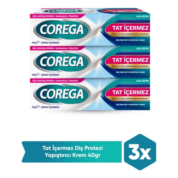 Corega Tat İçermez 40 gr 3 Adet Protez Diş Yapıştırıcı - Görsel 2