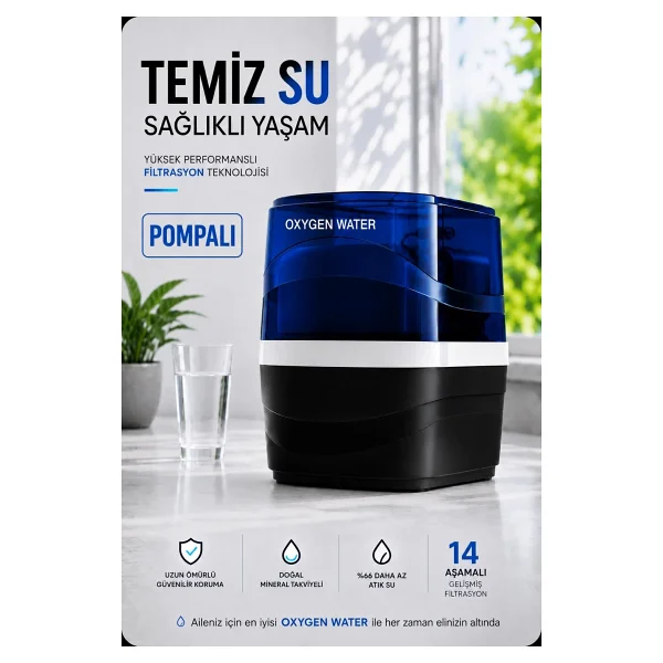Oxygen Water Pompalı Vontron Membranlı 14 Aşamalı Çelik Su Tanklı Su Arıtma Cihazı - Görsel 7