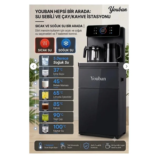 Youban Smarttouch Çay Makineli Su Sebili - Görsel 2