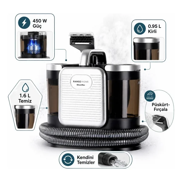 Range GleamMax 450 W Koltuk ve Halı Yıkama Makinesi - Görsel 7
