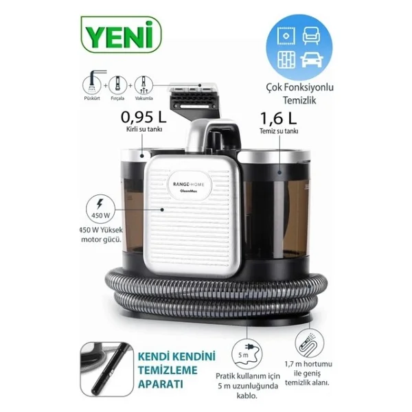 Range GleamMax 450 W Koltuk ve Halı Yıkama Makinesi - Görsel 2