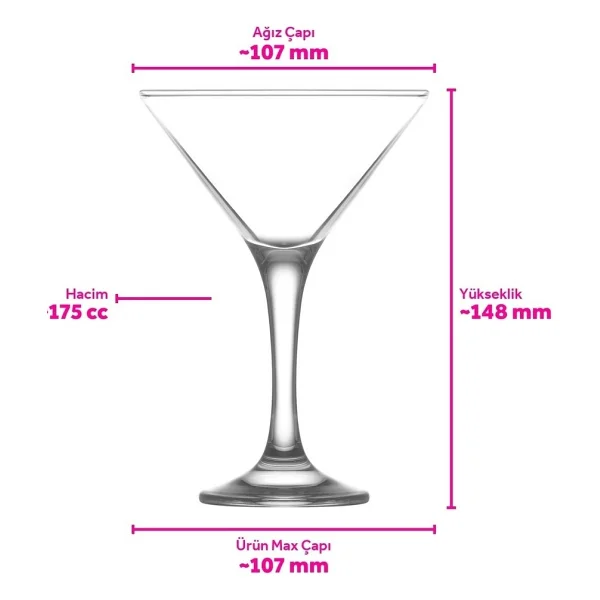 Lav Misket Cam Kokteyl Bardağı 6'lı 175 ml Ayaklı (Kokteyl Bardağı , Tatlı Servisi ) - Görsel 5