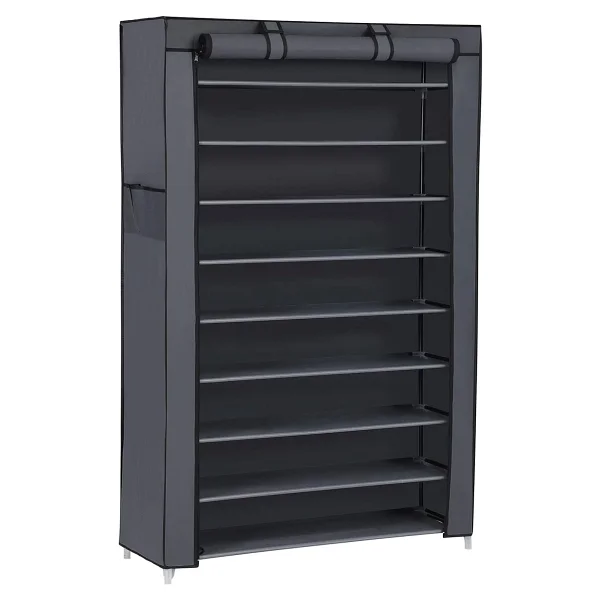 Songmics Toz Geçirmez Örtülü 10 Katlı Ayakkabı Rafı, 88x28x160 CM, Gri, RXJ36G - Görsel 9