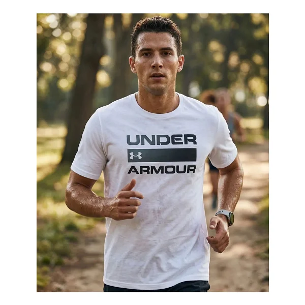 Under Armour Team Issue Wordmark 1329582-100 Beyaz Kısa Kollu Bisiklet Yaka Erkek Tişört - Görsel 8