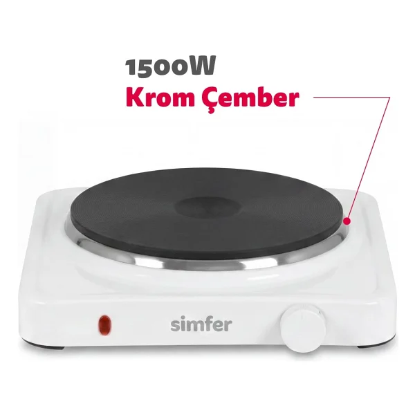 Simfer HP 1500 Beyaz Tekli Elektrikli Ocak - Görsel 2