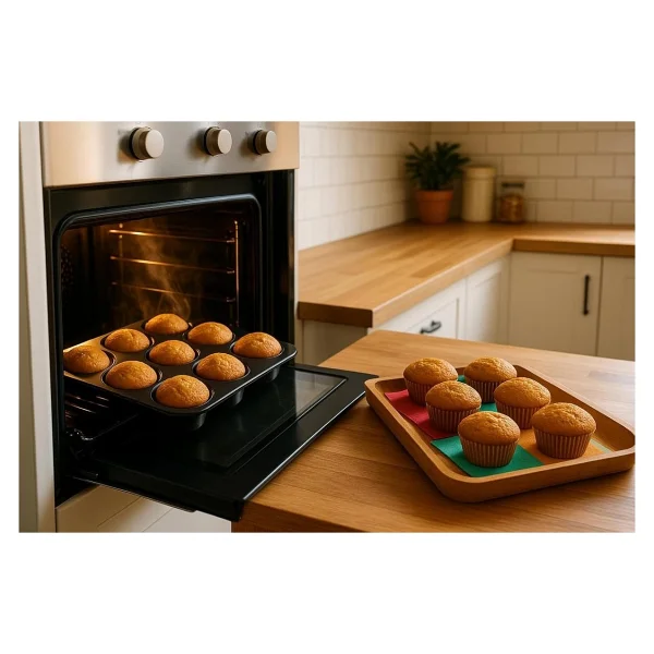 Suwors Muffin ve Cupcake Kalıbı - Yapışmaz Karbon Çelik Fırın Tepsisi, Kek ve Tart Kalıbı (6 Gözlü / 12 Gözlü / 24 Mini Gözlü Seçenekleri) (12 Gözlü) - Görsel 2