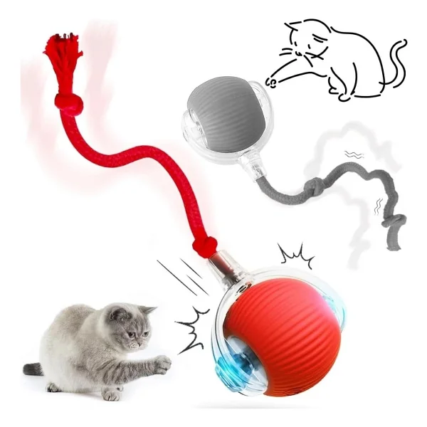 Busstier Akıllı Kedi Oyuncağı, Otomatik Yuvarlanan İnteraktif Top, Hareketli Kuyruk, USB Şarjlı, LED Işıklı, 3 Oyun Modu, Evcil Hayvanlar İçin Eğlenceli Oyuncak - Görsel 2