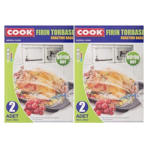 Cook Fırın Torbası, Büyük Boy 45 cm x 50 cm (2 Adet/Kutu içi) 2li paket - Görsel 6
